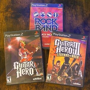 Guitar Hero Game Bundle Lot PlayStation 2 Guitar Hero Legends of Rock Rock Band